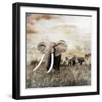 Grunge Image of Walking Elephants-Svetlana Foote-Framed Photographic Print