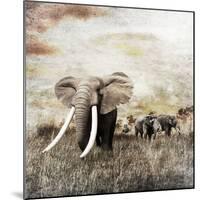 Grunge Image of Walking Elephants-Svetlana Foote-Mounted Photographic Print