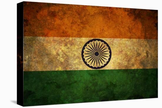 Grunge India Flag-darrenwhi-Stretched Canvas