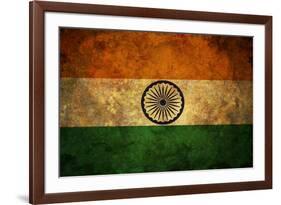 Grunge India Flag-darrenwhi-Framed Art Print