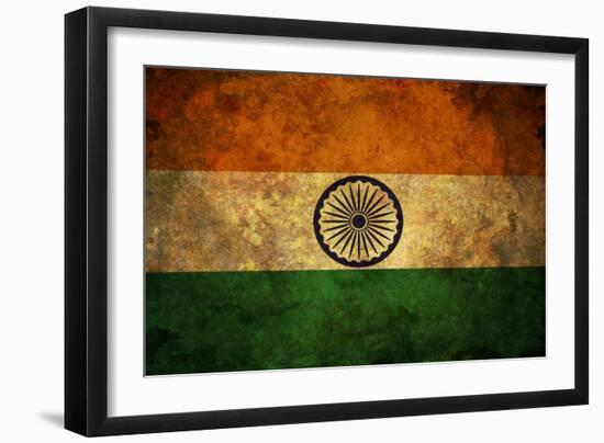 Grunge India Flag-darrenwhi-Framed Art Print