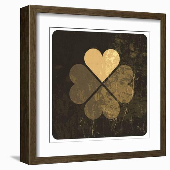 Grunge Lucky Clover Leaf-pashabo-Framed Art Print