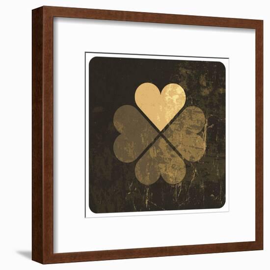 Grunge Lucky Clover Leaf-pashabo-Framed Art Print