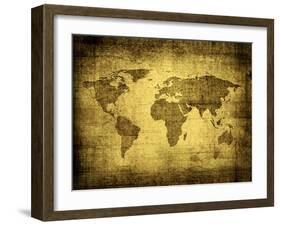 Grunge Map Of The World-javarman-Framed Art Print