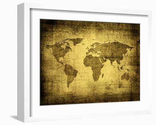 Grunge Map Of The World-javarman-Framed Art Print