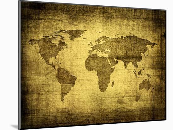 Grunge Map Of The World-javarman-Mounted Art Print