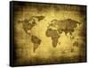 Grunge Map Of The World-javarman-Framed Stretched Canvas