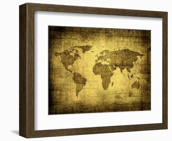 Grunge Map Of The World-javarman-Framed Art Print