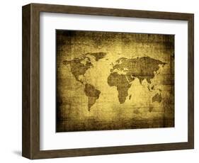 Grunge Map Of The World-javarman-Framed Art Print