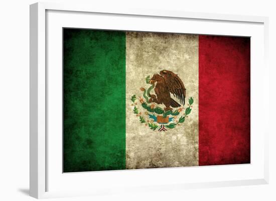 Grunge Mexican Flag-Graphic Design Resources-Framed Art Print