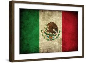 Grunge Mexican Flag-Graphic Design Resources-Framed Art Print