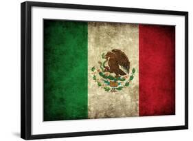 Grunge Mexican Flag-Graphic Design Resources-Framed Art Print