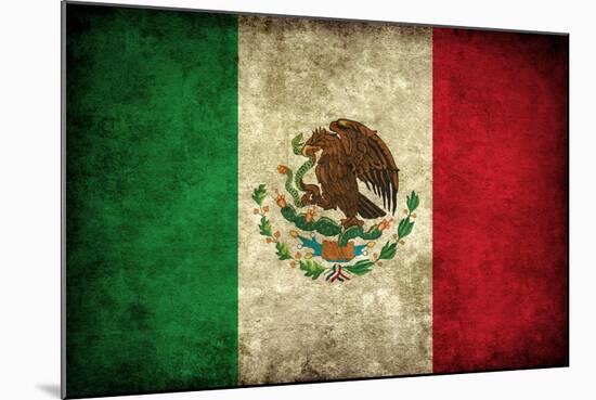 Grunge Mexican Flag-Graphic Design Resources-Mounted Art Print