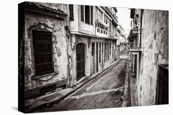 Grunge Monochromatic Image of a Decaying Buildings in Old Havana-Kamira-Stretched Canvas