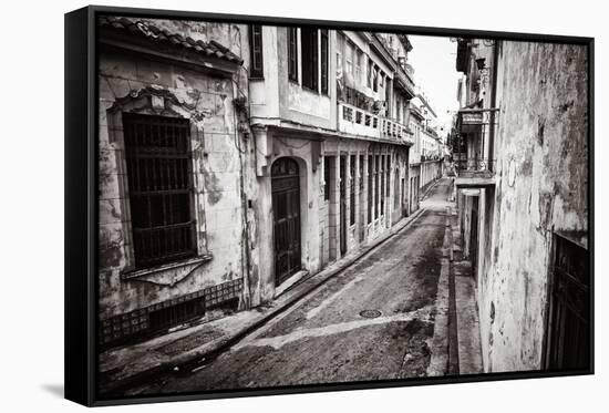 Grunge Monochromatic Image of a Decaying Buildings in Old Havana-Kamira-Framed Stretched Canvas