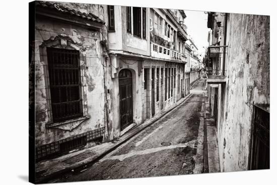 Grunge Monochromatic Image of a Decaying Buildings in Old Havana-Kamira-Stretched Canvas