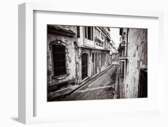 Grunge Monochromatic Image of a Decaying Buildings in Old Havana-Kamira-Framed Photographic Print