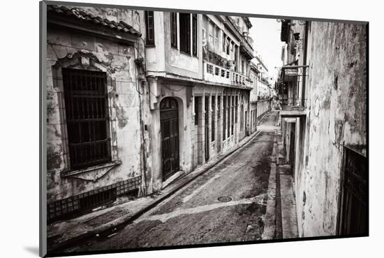 Grunge Monochromatic Image of a Decaying Buildings in Old Havana-Kamira-Mounted Photographic Print
