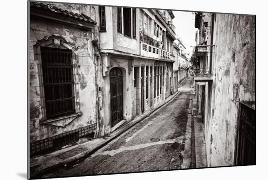 Grunge Monochromatic Image of a Decaying Buildings in Old Havana-Kamira-Mounted Photographic Print