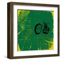 Grunge Motorcycle Background Vector-elanur us-Framed Art Print