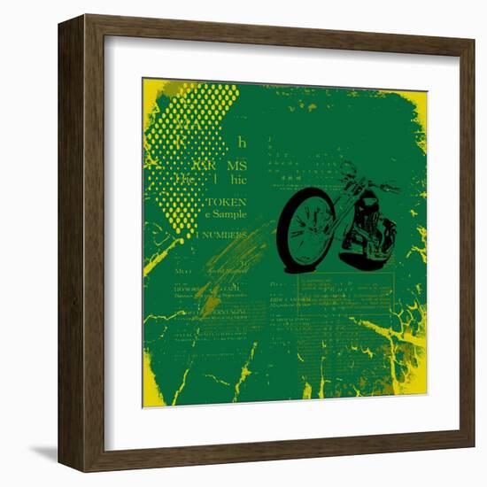 Grunge Motorcycle Background Vector-elanur us-Framed Art Print