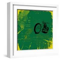 Grunge Motorcycle Background Vector-elanur us-Framed Art Print