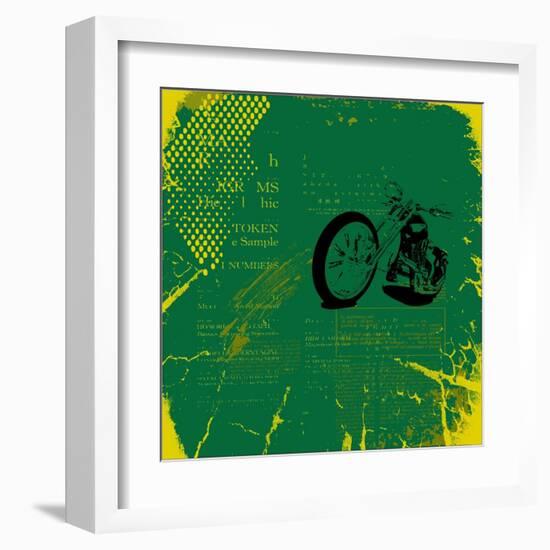 Grunge Motorcycle Background Vector-elanur us-Framed Art Print