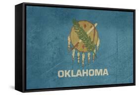 Grunge Oklahoma State Flag Of America, Isolated On White Background-Speedfighter-Framed Stretched Canvas