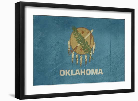 Grunge Oklahoma State Flag Of America, Isolated On White Background-Speedfighter-Framed Art Print