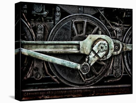 Grunge Old Steam Locomotive Wheel and Rods-Olivier Le Queinec-Stretched Canvas