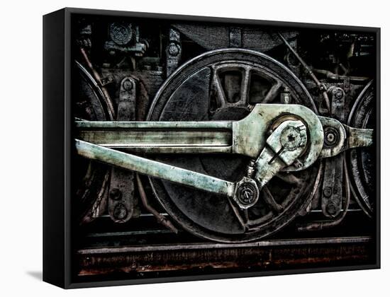 Grunge Old Steam Locomotive Wheel and Rods-Olivier Le Queinec-Framed Stretched Canvas