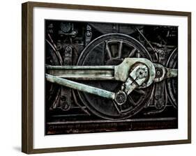 Grunge Old Steam Locomotive Wheel and Rods-Olivier Le Queinec-Framed Photographic Print