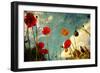 Grunge Poppy Field-idizimage-Framed Art Print