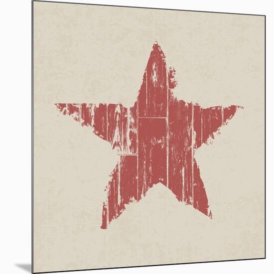 Grunge Red Star-pashabo-Mounted Art Print