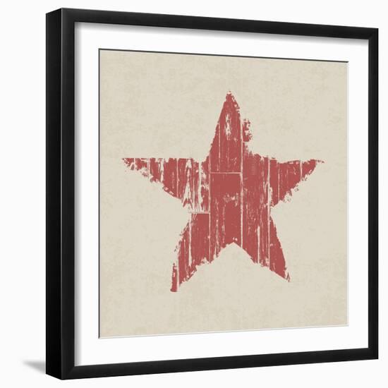 Grunge Red Star-pashabo-Framed Art Print