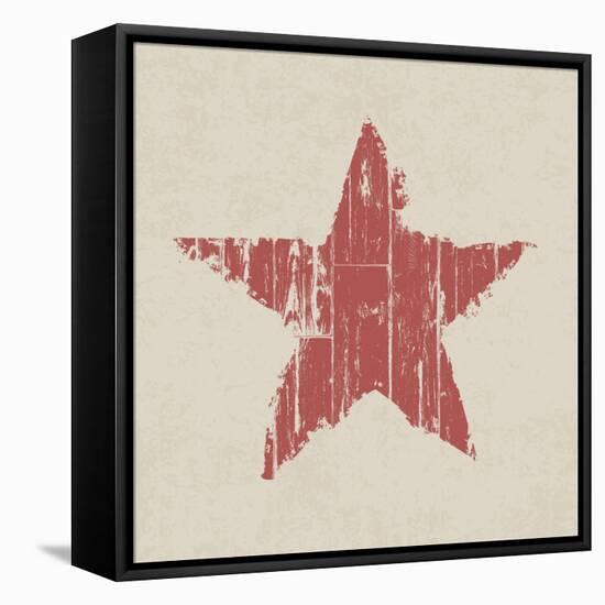 Grunge Red Star-pashabo-Framed Stretched Canvas