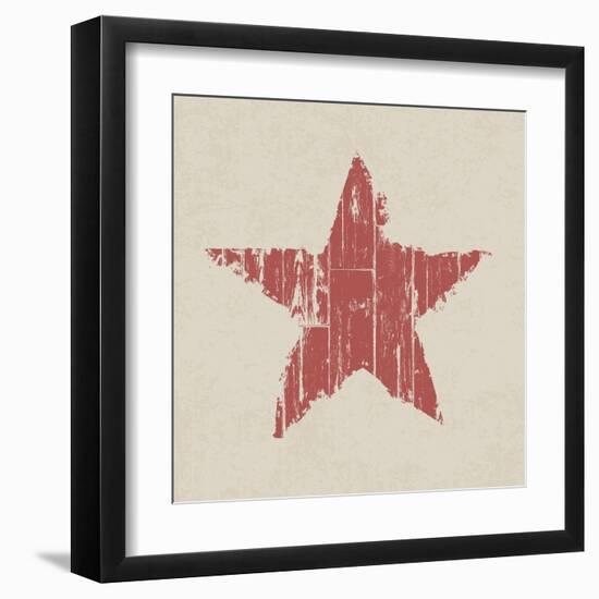 Grunge Red Star-pashabo-Framed Art Print