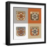 Grunge Retro Cinema Icons-YasnaTen-Framed Art Print