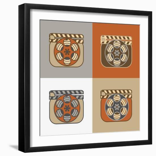 Grunge Retro Cinema Icons-YasnaTen-Framed Art Print