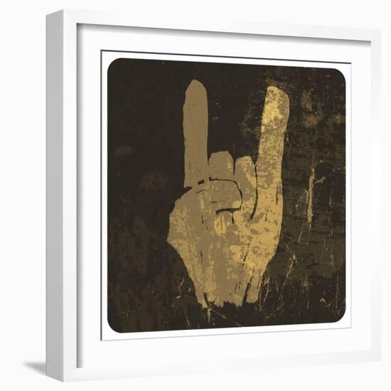 Grunge "Rock On" Gesture-pashabo-Framed Art Print