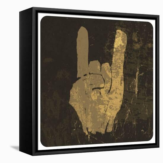Grunge "Rock On" Gesture-pashabo-Framed Stretched Canvas