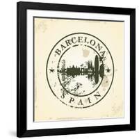 Grunge Rubber Stamp with Barcelona, Spain - Vector Illustration-ojal02-Framed Art Print