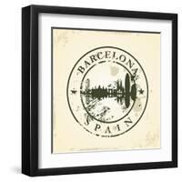 Grunge Rubber Stamp with Barcelona, Spain - Vector Illustration-ojal02-Framed Art Print