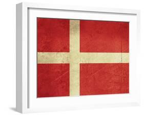 Grunge Sovereign State Flag Of Country Of Denmark In Official Colors-Speedfighter-Framed Art Print