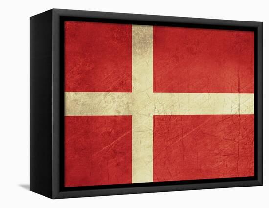 Grunge Sovereign State Flag Of Country Of Denmark In Official Colors-Speedfighter-Framed Stretched Canvas