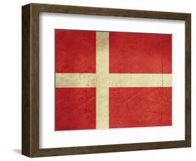 Grunge Sovereign State Flag Of Country Of Denmark In Official Colors-Speedfighter-Framed Art Print