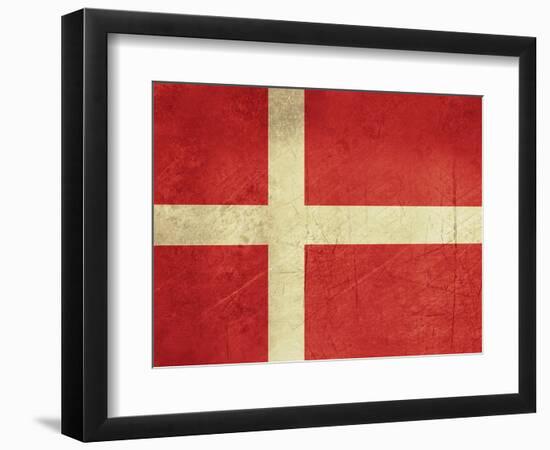 Grunge Sovereign State Flag Of Country Of Denmark In Official Colors-Speedfighter-Framed Art Print