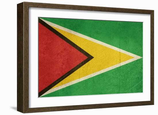 Grunge Sovereign State Flag Of Country Of Guyana In Official Colors-Speedfighter-Framed Art Print