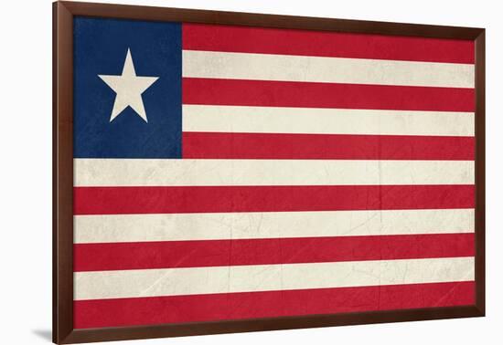 Grunge Sovereign State Flag Of Country Of Liberia In Official Colors-Speedfighter-Framed Art Print