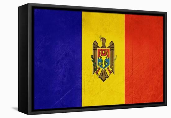 Grunge Sovereign State Flag Of Country Of Moldova In Official Colors-Speedfighter-Framed Stretched Canvas